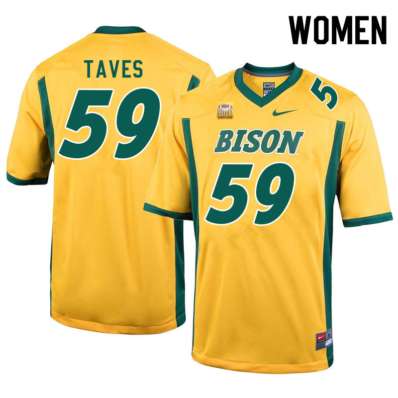 Women #59 Dylan Taves North Dakota State Bison College Football Jerseys Sale-Yellow